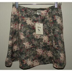 Lauren Conrad Disney Bambi Women's Floral Pull On Flare Skirt Size Small NWT